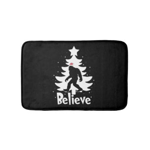 Believe Yeti Bigfoot Sasquatch Christmas Santa Badematte