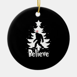Believe Yeti Bigfoot Sasquatch Christmas Santa Keramik Ornament