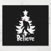 Believe Yeti Bigfoot Sasquatch Christmas Santa Schaumweinetikett (Einzelnes Label)
