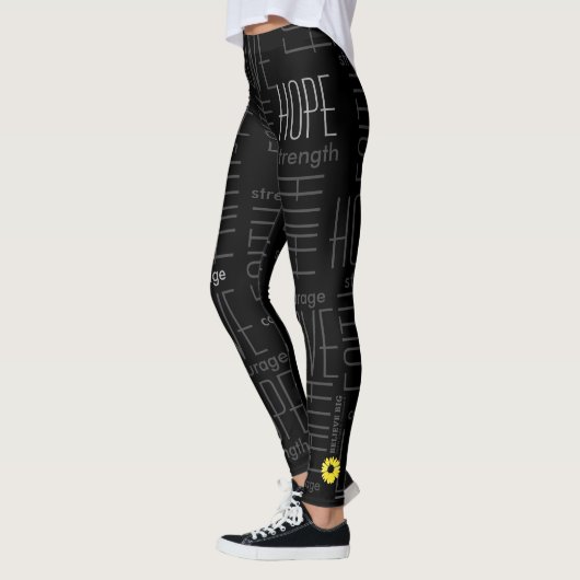 BelieveBig Mut-Stärken-Grau auf Schwarzem Leggings (Links)