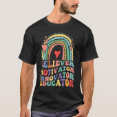 Believer Motivator Innovator Educator Retro Teache T-Shirt (Vorderseite)