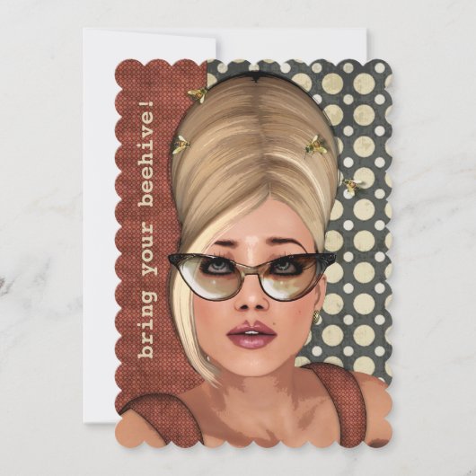 Belinda Beehive Retro Chic große Einladung (Vorderseite)