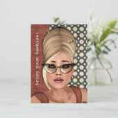 Belinda Beehive Retro Chic Medium Einladung (Stehend Vorderseite)