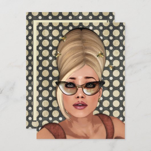 Belinda Beehive Retro Chic Postcard Postkarte (Vorne/Hinten)