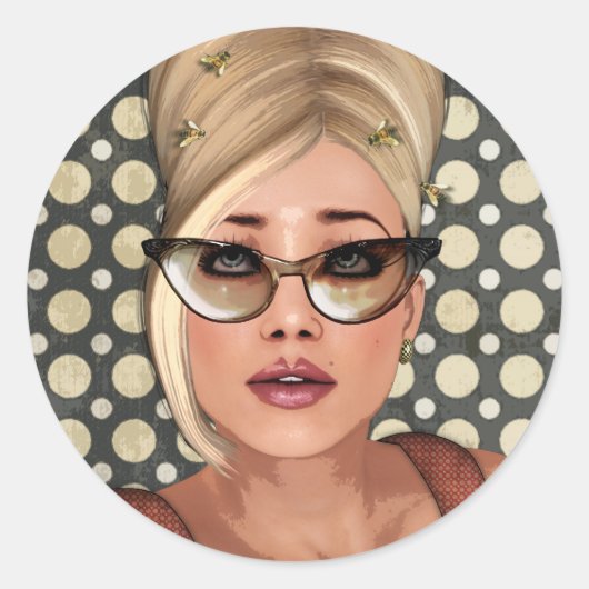 Belinda Beehive Retro Chic Stickers (Vorderseite)