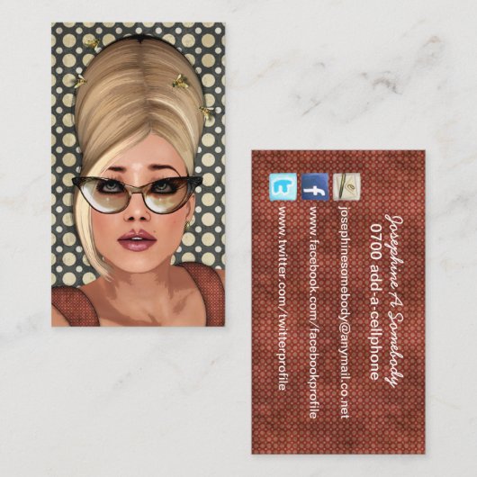 Belinda-BienenstockRetro Chic-sozial-Visitenkarten Visitenkarte (Vorne/Hinten)