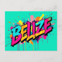 Belize aquamarin Graffiti Stil Gruß Postcard