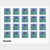 Belize, Barrier Reef, Insel oder Cay ohne Namen. Quadratischer Aufkleber (Blatt)