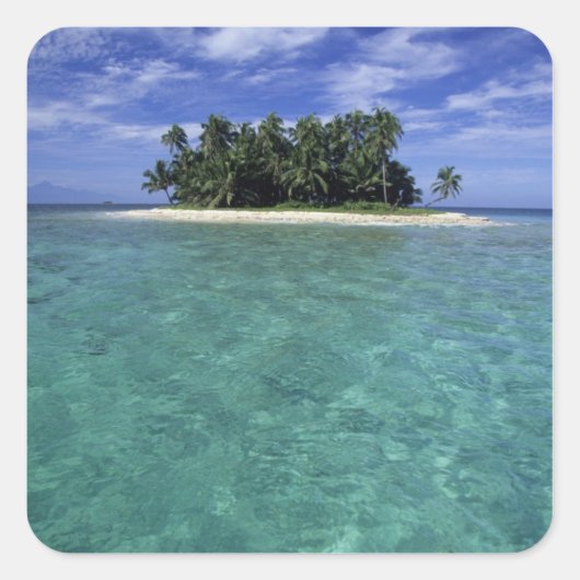 Belize, Barrier Reef, Insel oder Cay ohne Namen. Quadratischer Aufkleber (Vorderseite)