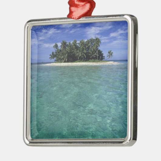 Belize, Barrier Reef, Insel ohne Namen oder Kai. Silbernes Ornament (Links)