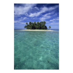 Belize, Barrier Reef, Unbenannte Insel oder Cay. Fotodruck
