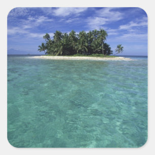 Belize, Barrier-Riff, Unbenannte Insel oder Caye. Quadratischer Aufkleber