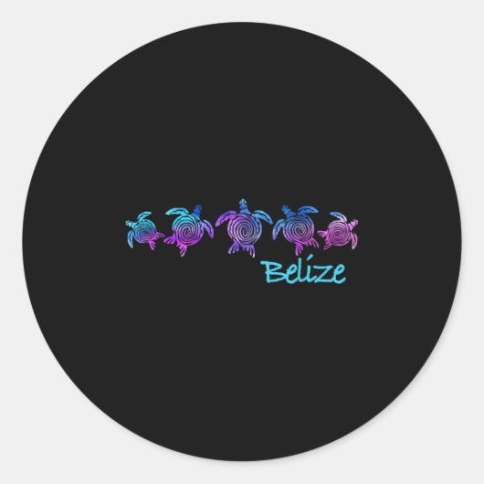 Belize Beach Design _ Tribal Turtle Geschenk Runder Aufkleber (Vorderseite)