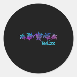 Belize Beach Design _ Tribal Turtle Geschenk Runder Aufkleber
