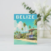 Belize Beach House Travel Postkarte (Stehend Vorderseite)