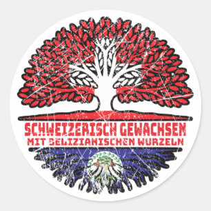 Belize Belizanisch Schweizer Schweiz Baum Wurzel Runder Aufkleber