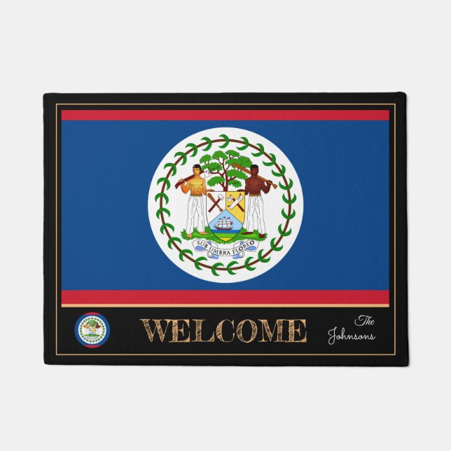 Belize & Belize Flag Haus Matten / Sport Willkomme Fußmatte (Vorderseite)