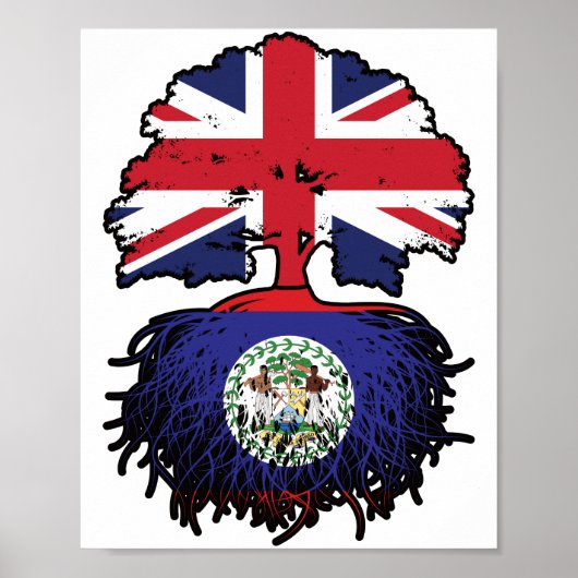 Belize Belizean British UK Tree Roots Flag Poster (Vorne)