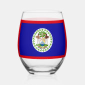 Belize Belizean Flag Coat of Arms Stemless Wine Gl Weinglas Ohne Stiel (Rückseite)