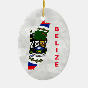 Belize Belizean Flag Map Keramik Ornament