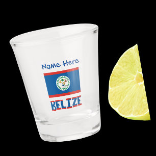 Belize Belizeaner Flagge Blau Personalisierung Schnapsglas