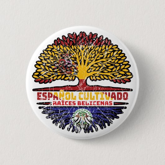 Belize Belizeaner Spanien Spanisch Baumwurzeln Fla Button (Vorderseite)