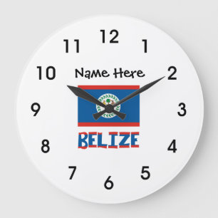 Belize Belizeanische Flagge Personalisiert  Große Wanduhr