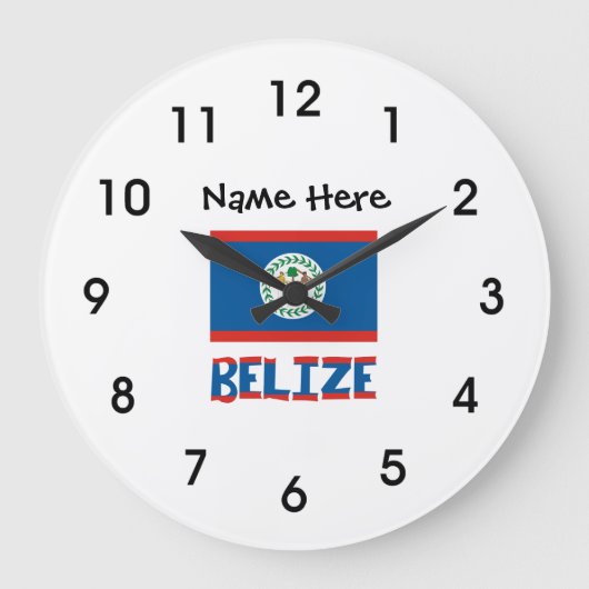 Belize Belizer Flagge Personalisiert Große Wanduhr (Vorderseite)