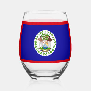 Belize Belizianische Flagge Wappen Stielwein Glas