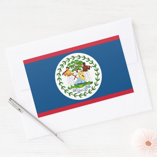 Belize/Belizische Flagge Rechteckiger Aufkleber (Umschlag)