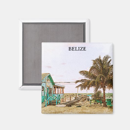 Belize Caribbean Beach Landschaft Magnet (Vorderseite/Rückseite)