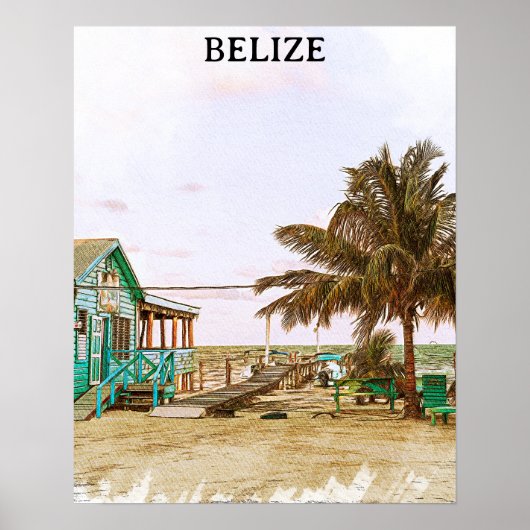 Belize Caribbean Beach Landschaft Poster (Vorne)