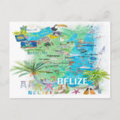 Belize Caribbean Illustriert Travel Map mit Straße Postkarte (Vorderseite)