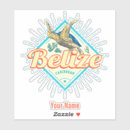 Belize Caribbean Retro Turtle Vintag Souvenir Aufkleber