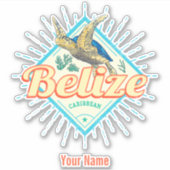 Belize Caribbean Retro Turtle Vintag Souvenir Aufkleber (Vorderseite)