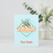 Belize Caribbean Retro Turtle Vintag Souvenir Feiertagspostkarte (Stehend Vorderseite)
