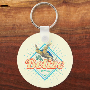 Belize Caribbean Retro Turtle Vintag Souvenir Schlüsselanhänger