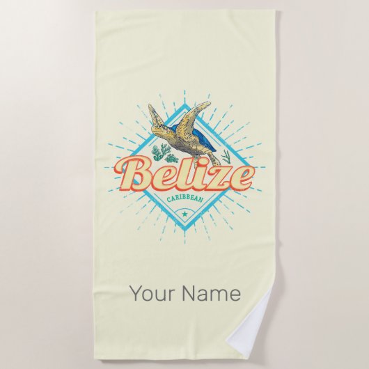 Belize Caribbean Retro Turtle Vintag Souvenir Strandtuch (Vorderseite)