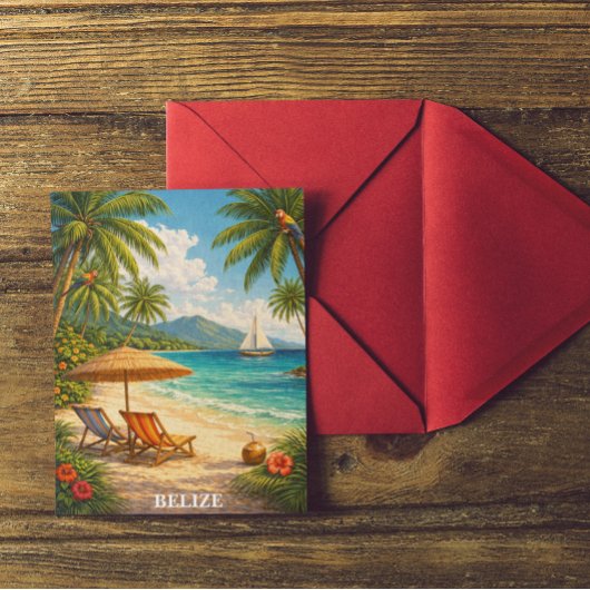 Belize Caribbean Tropical Vintage Travel Postkarte