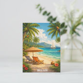 Belize Caribbean Tropical Vintage Travel Postkarte (Stehend Vorderseite)