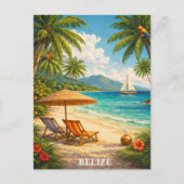 Belize Caribbean Tropical Vintage Travel Postkarte (Vorderseite)