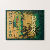 Belize Caribbean Vintag Palm Trees Souvenir Puzzle (Horizontal)