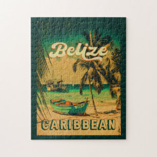 Belize Caribbean Vintag Palm Trees Souvenir Puzzle