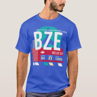 Belize City BZE Airport Code Gepäckmarke E T-Shirt