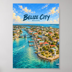 Belize City Malerische Reise Kunst Poster