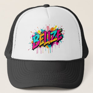 Belize farbenfrohe Graffiti Kleidung Outfit Cap Truckerkappe