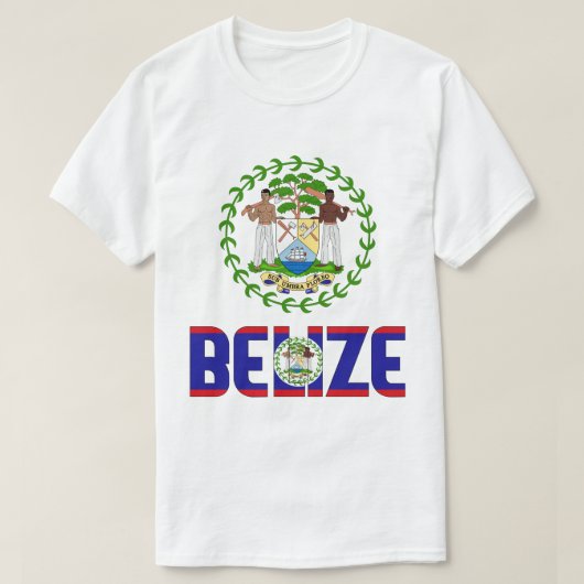 Belize Flag and Coat of Arms Patriotic T-Shirt (Design vorne)