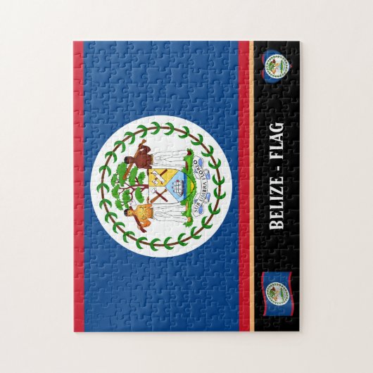 Belize Flag & Belize Country / Belize Puzzle (Vertikal)