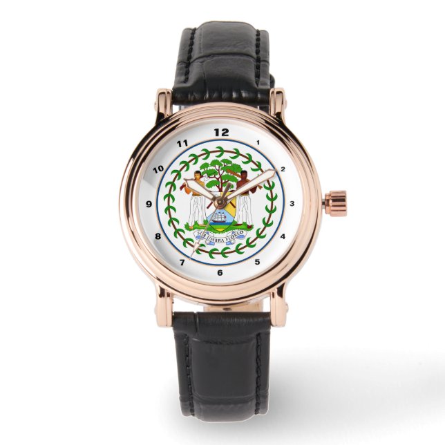 Belize Flag & Belize trendy fashion /design watch Armbanduhr (Vorderseite)