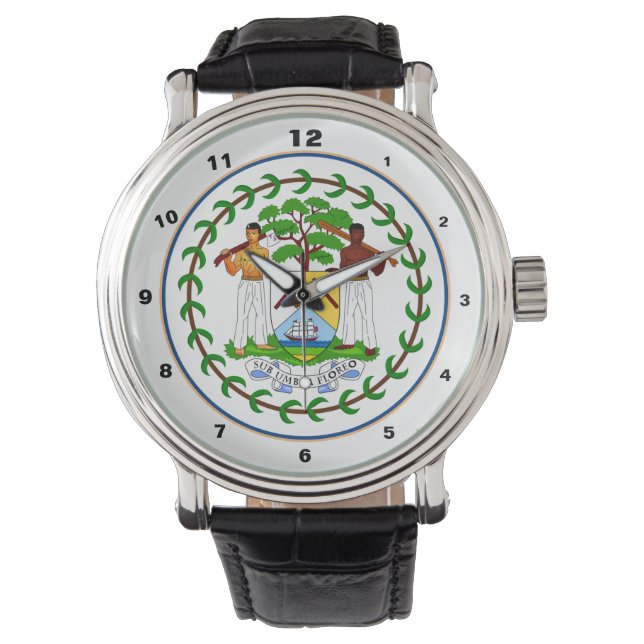 Belize Flag & Belize trendy fashion /design watch Armbanduhr (Vorderseite)